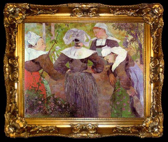 framed  Paul Gauguin Four Breton Women, ta009-2